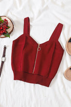Load image into Gallery viewer, Zip-Up Cutout Sleeveless Knit Top