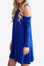 Load image into Gallery viewer, Cold-Shoulder Long Sleeve Round Neck Dress