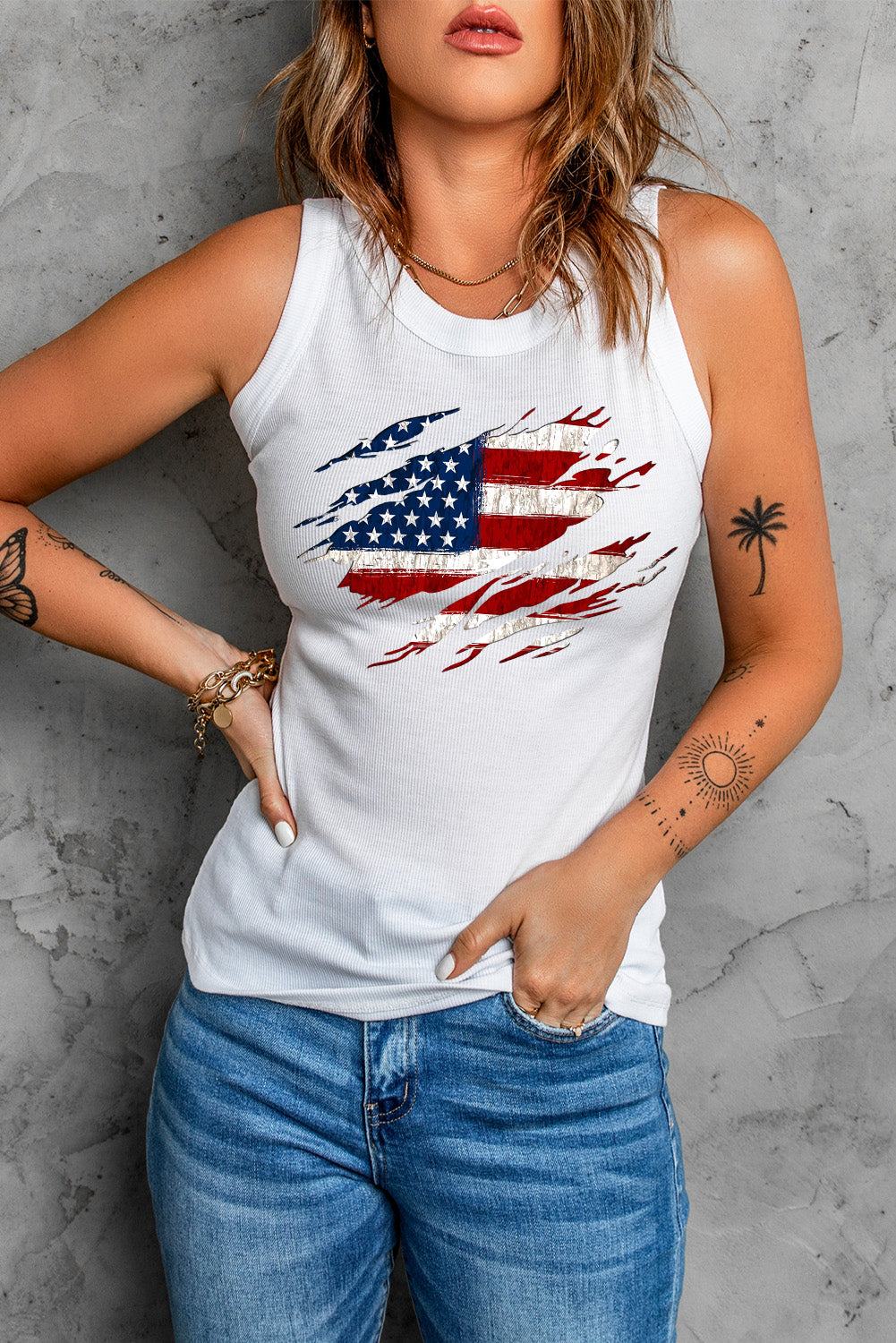 US Flag Graphic Round Neck Tank – My Sazzy Girl