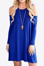 Load image into Gallery viewer, Cold-Shoulder Long Sleeve Round Neck Dress