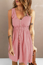 Load image into Gallery viewer, Sleeveless Button Down Mini Dress