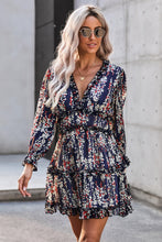 Load image into Gallery viewer, Floral Frill Trim Plunge Flounce Sleeve Dress