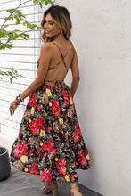 Load image into Gallery viewer, Floral Spaghetti Strap Crisscross Tied Dress