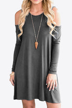 Load image into Gallery viewer, Cold-Shoulder Long Sleeve Round Neck Dress