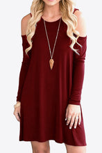 Load image into Gallery viewer, Cold-Shoulder Long Sleeve Round Neck Dress