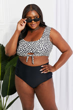 Load image into Gallery viewer, Sanibel Crop Swim Top and Ruched Bottoms Set in Black