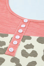 Load image into Gallery viewer, Leopard Color Block Decorative Button Tank
