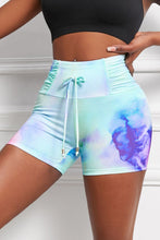 Load image into Gallery viewer, Tie-Dye Tie Detail Ruched Sports Shorts
